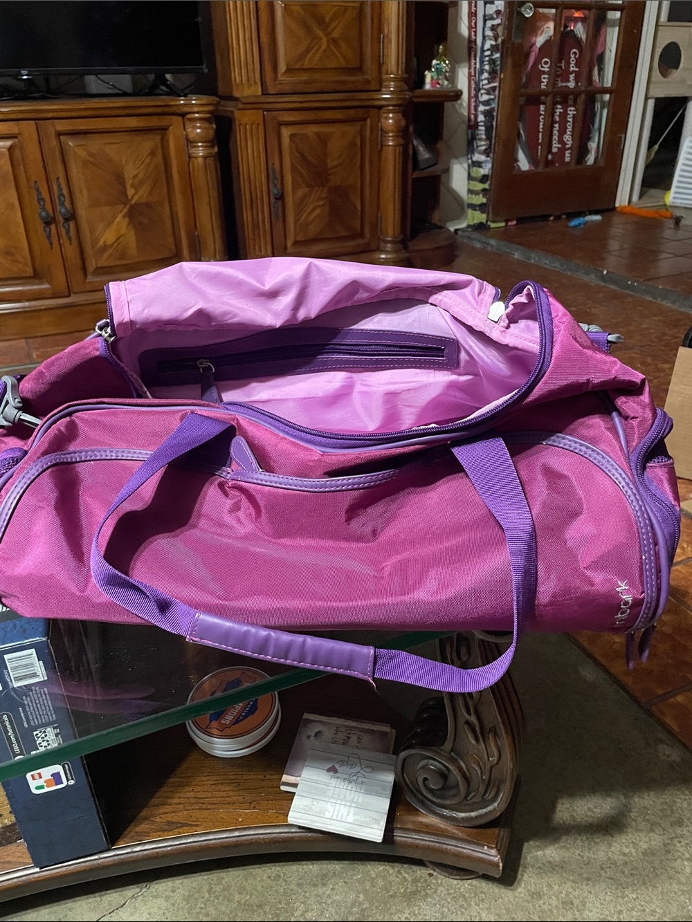Women's Purple Travel Duffel Bag with Dual Handles